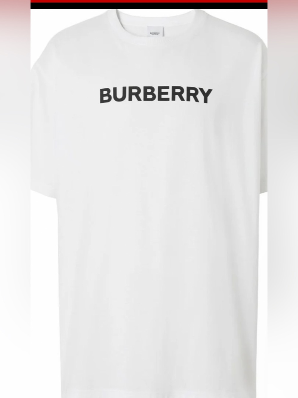 Burberry Harrison White Short Sleeve Logo Tee with Black Print 23” p2p